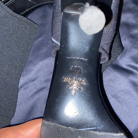 Prada Prada D'Orsay Black Stretch Sandal - Picture 7 of 8